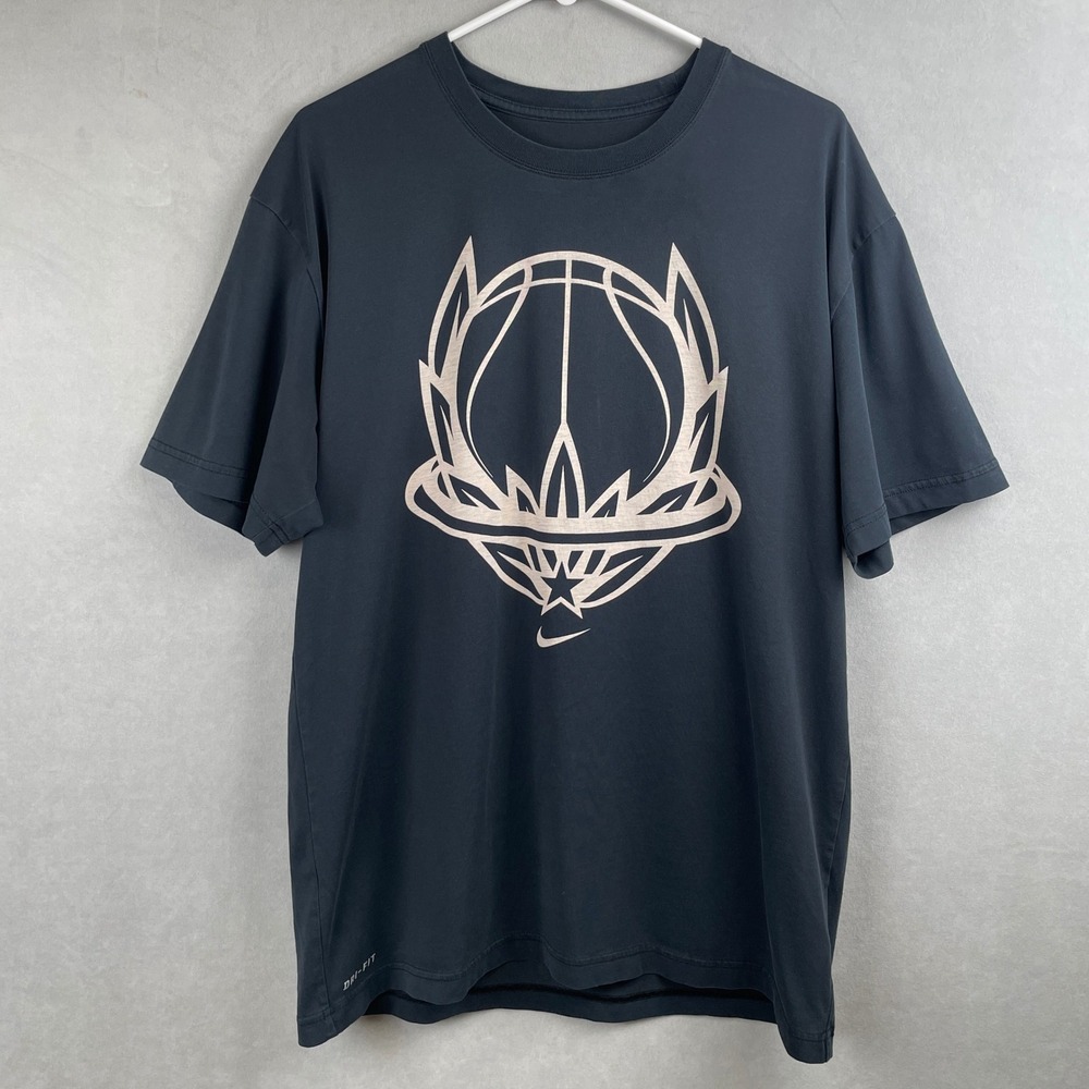 Nike Dri-FIT Basketball Hoop Crown Graphic T-Shirt Black Mens L 387842-010 2010